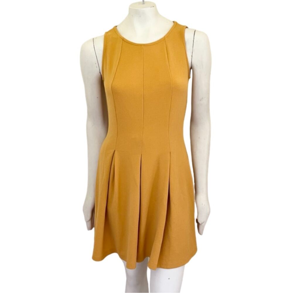 TYCHE Fit & Flare Textured Skater Dress in Marigold Yellow  SZ S